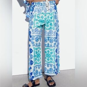 Zara Printed Linen Pants